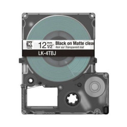 C53S672065 EPSON Cartucho de etiquetas Matte Tape   Clear/Black 12mm(8m)   LK-4TBJ