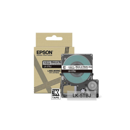 C53S672066 EPSON Cartucho de etiquetas Matte Tape   Clear/Black 18mm(8m)   LK-5TBJ