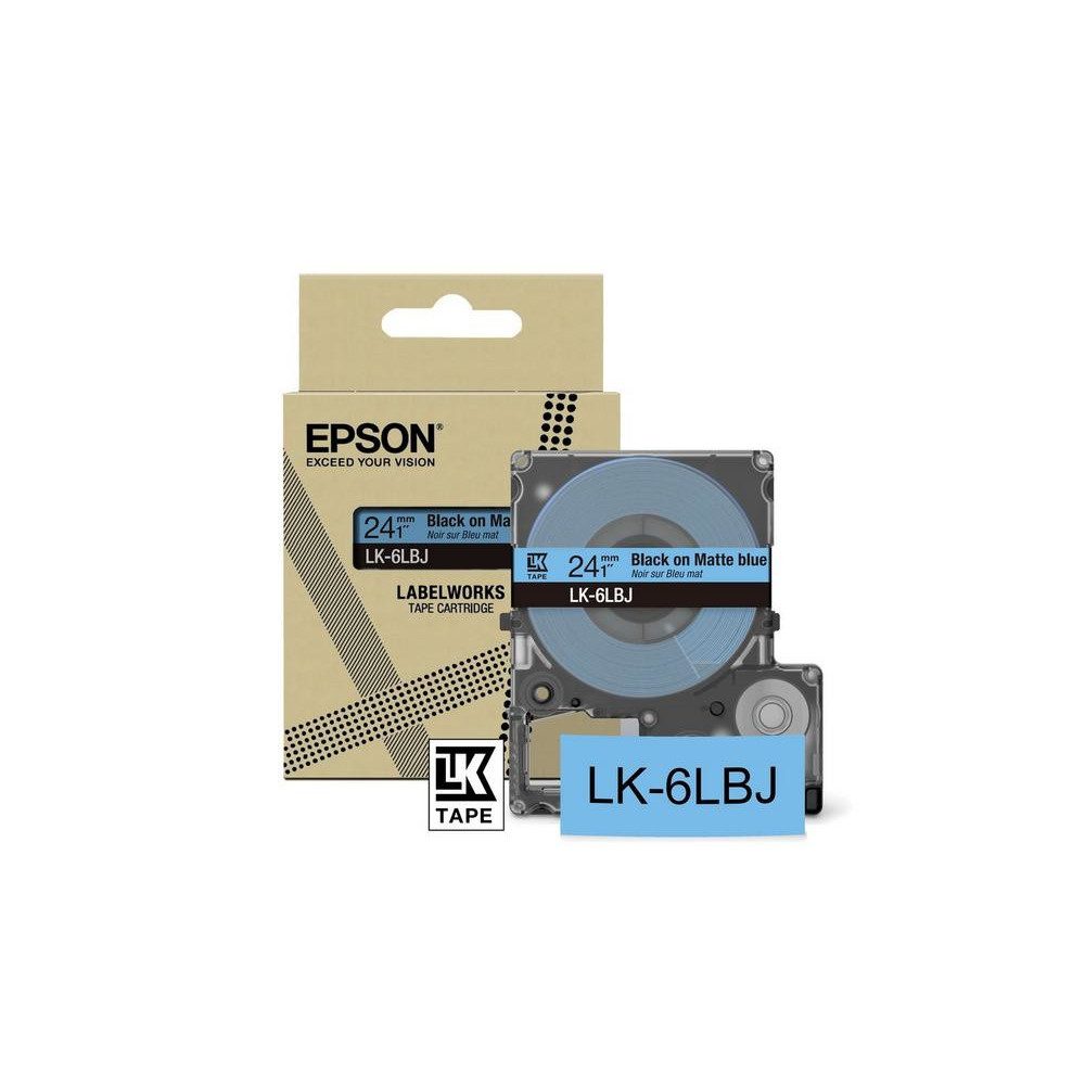 C53S672082 EPSON Cartucho de etiquetas Matte Tape   Blue/Black 24mm(8m)   LK-6LBJ