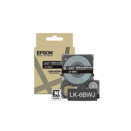 C53S672084 EPSON Cartucho de etiquetas Matte Tape   Black/White 24mm(8m)   LK-6BWJ