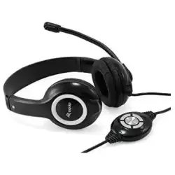 245301 EQUIP AURICULARES C/ DIADEMA C/ CABLE MICROFONO BIAURAL PLÁSTICO NEGRO