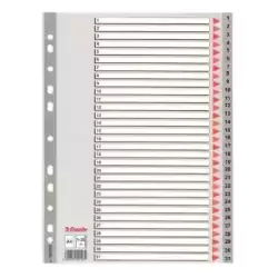 100108 ESSELTE ÍNDICE NUMÉRICO MULTITALADRO 1-31 POLIPROPILENO A4 GRIS CON CARÁTULA ÍNDICE CARTÓN COLOR