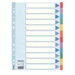 100194 ESSELTE SEPARADORES MULTITALADRO CARTÓN 12 POSICIONES A4 ÍNDICE COLORES