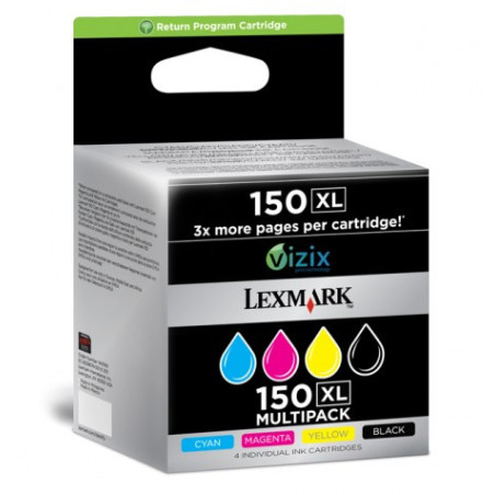 14N1919E Lexmark Pack 4 cartuchos (CMYK) Alto Rendimiento Retornables 150XL