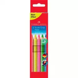 110994 FABER CASTELL LÁPICES DE COLORES JUMBO GRIP C/SURTIDOS NEÓN ESTUCHE 5 UD