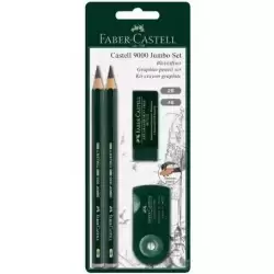 119398 FABER CASTELL SET DE DIBUJO JUMBO 9000 NEGRO -BLISTER 4 PIEZAS-