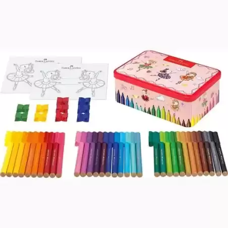 155534 FABER CASTELL 33 ROTULADORES CONNECTOR BAILARINA + ACCESORIOS C/SURTIDOS CAJA REGALO METÁLICA 45 PIEZAS