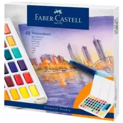 169748 FABER CASTELL ACUARELAS EN PASTILLAS CREATIVE STUDIO COLORES SURTIDOS ESTUCHE 48 UD