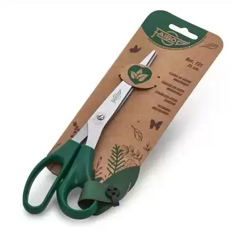 T21 FAIBO TIJERAS OFICINA 21CM ASIMÉTRICAS MANGO DE PLÁSTICO VERDE OSCURO