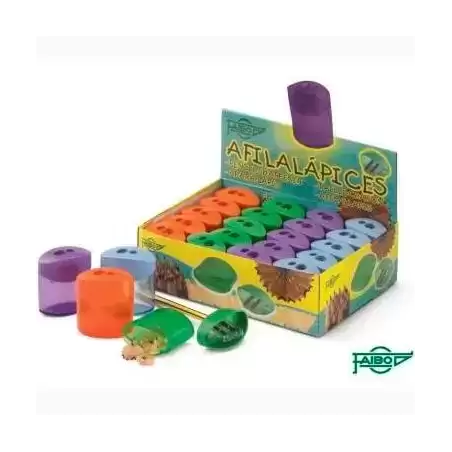 2102 FAIBO AFILALÁPICES CON DEPÓSITO DOBLE USO PAR LÁPICES FINOS Y GRUESOS C/SURTIDOS EXPOSITOR 20 UD