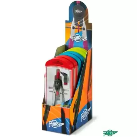 613EXP FAIBO COMPÁS DISEÑO 165MM EN ESTUCHE DE PLÁSTICO SURTIDOS CAJA EXPOSITORA 6U