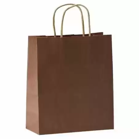 27267CT FAMA BOLSA DE ASA RETORCIDA 125GR 26X10X35CM PAPEL MARRÓN OSCURO