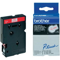 TC292 BROTHER Cinta laminada blanco/rojo 9mm