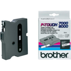 TX211 BROTHER Cinta laminada Blanco / negro 6 mm