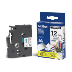 TX231 BROTHER Cinta laminada Blanco/Negro