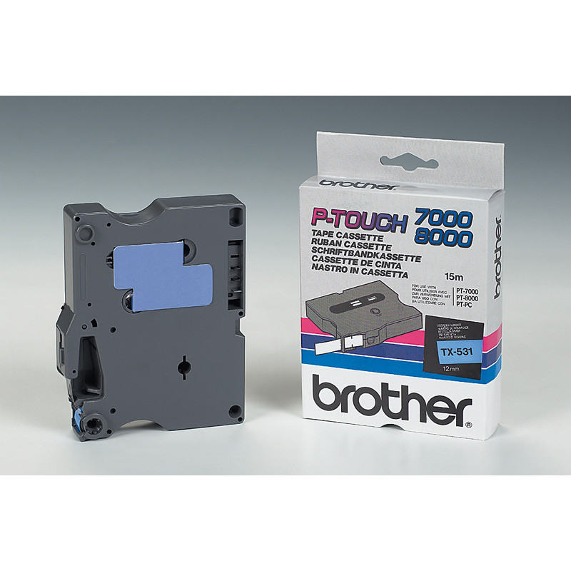 TX531 BROTHER Cinta laminada Azul / negro 12 mm