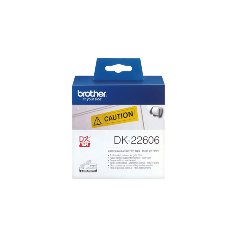 DK22606 BROTHER Rollo de Pelicula Plastica Continua Amarilla de 62mm x 15