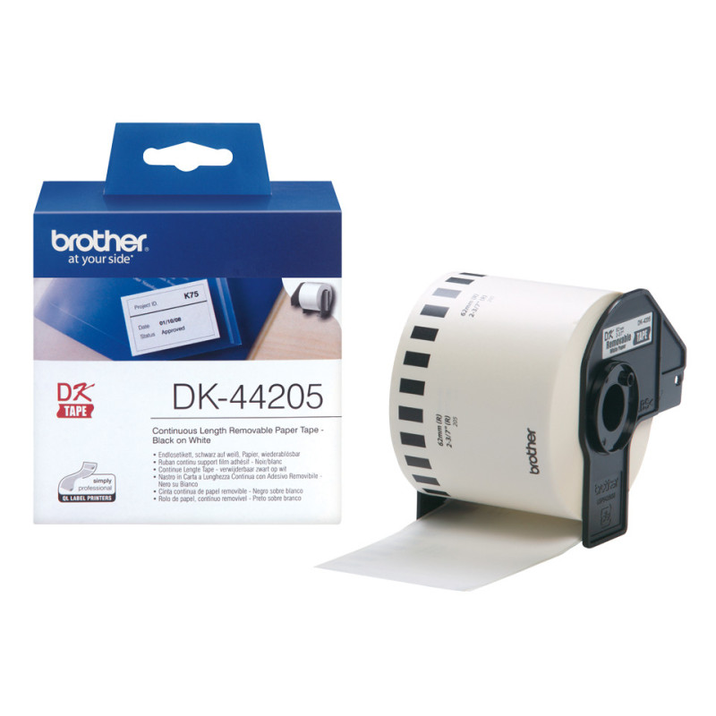 DK44205 BROTHER Rollo de Papel Continuo Removible Blanco 62mm x 30