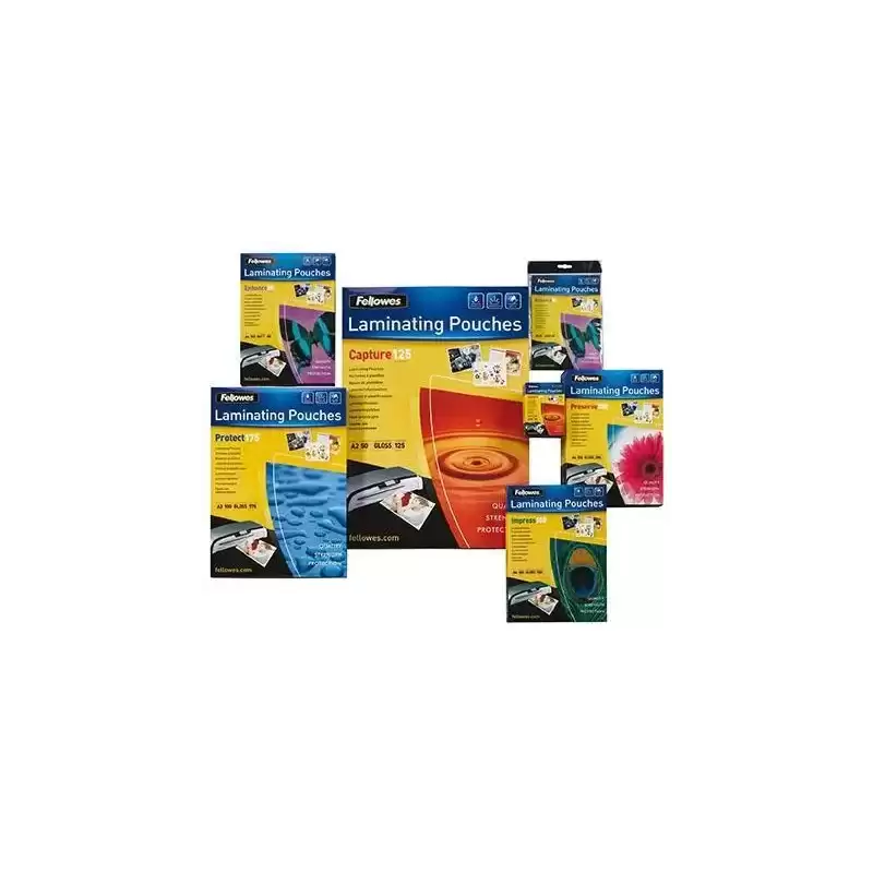 5307101 FELLOWES PACK 100 FUNDAS PLASTIFICAR 125 MIC. BRILLO 83X113MM