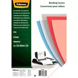 53762 FELLOWES TAPAS ENCUADERNACIÓN A4 PVC 240 MICRAS TRANSPARENTE PACK 100 UD