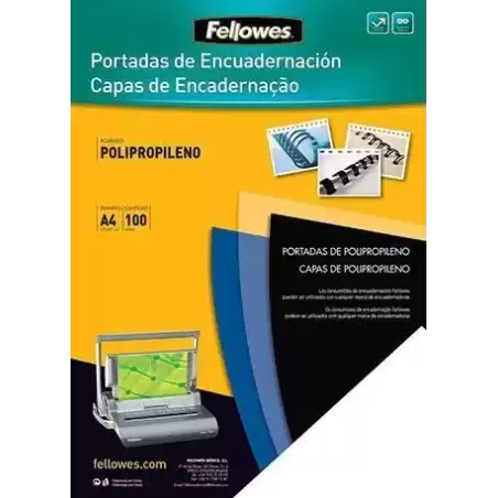 5476603 FELLOWES TAPAS ENCUADERNACIÓN A4 PP 280 MICRAS NEGRO PACK 100 UD