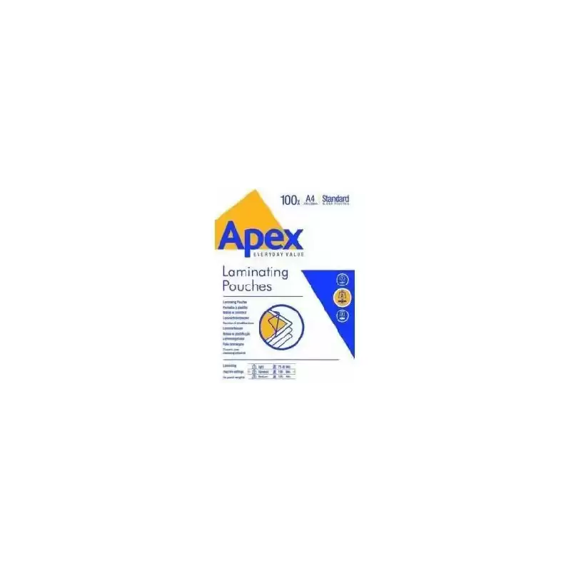 6003501 FELLOWES FUNDAS DE PLASTIFICAR APEX 125 MICRAS A4 BRILLO PACK 100 UD
