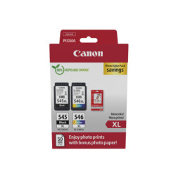 8286B011 CANON CARTUCHO NEGRO/COLOR PG-545XL/CL-546XL + PAPEL FOTO 4X6 (GP-501 50H)