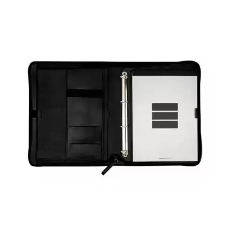 5090260 FINOCAM PORTADOCUMENTOS ANDREA CREMALLERA CON ANILLAS A4 PIEL NEGRO