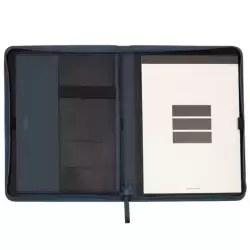 5098203 FINOCAM PORTADOCUMENTOS NOPAL CREMALLERA A4 IMITACIÓN CUERO AZUL MARINO