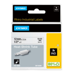 18055 DYMO RHINO Cinta ID1-12 Negro/blanco tubo termorretractil