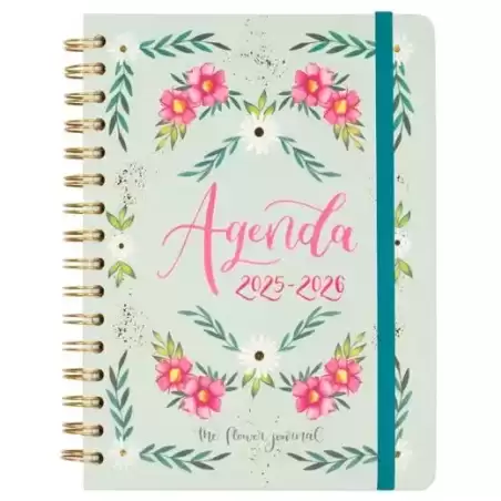 647010126 FINOCAM AGENDA THE FLOWER JOURNAL ESPIRAL DOBLE E10 - 155X212MM SVH TAPA DURA VERDE 2025-2026