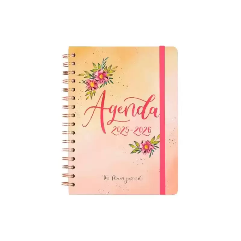 647010226 FINOCAM AGENDA THE FLOWER JOURNAL ESPIRAL DOBLE E10 - 155X212MM SVH TAPA DURA ROSA 2025-2026