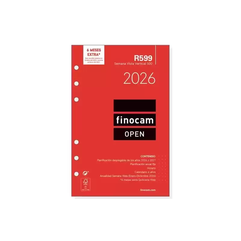711500026 FINOCAM RECAMBIO ANUAL AGENDA DE ANILLAS OPEN R599 500-117X181MM SVV 2026