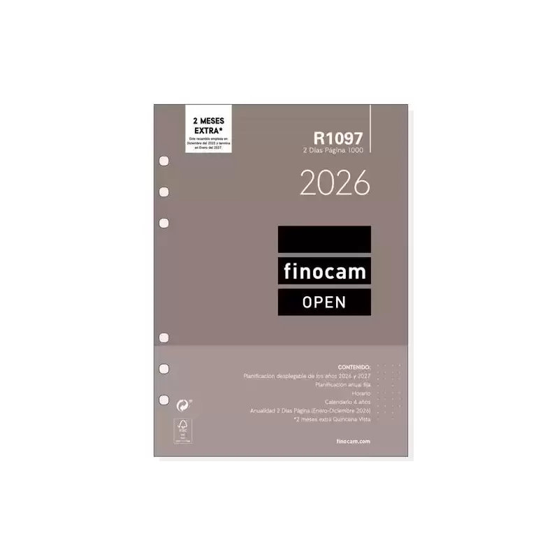 711610026 FINOCAM RECAMBIO ANUAL AGENDA DE ANILLAS OPEN R1097 1000-155X215MM 2DP 2026