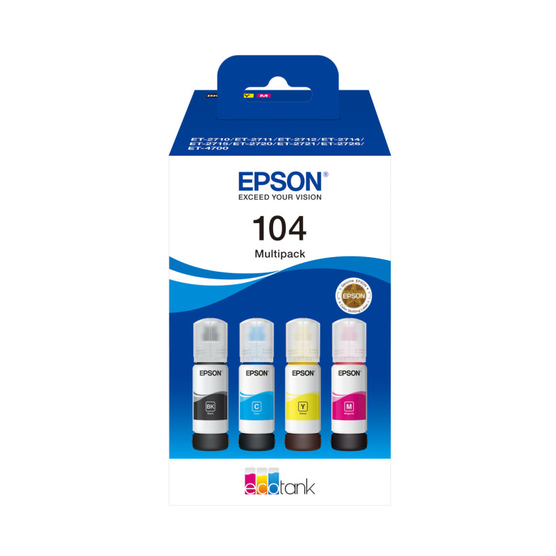 C13T00P640 EPSON Tinta 104 EcoTank 4-colour Multipack (WE)