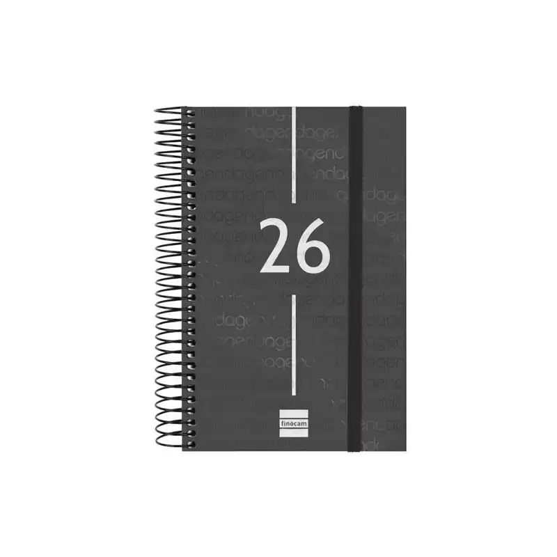 741096026 FINOCAM AGENDA ESPIRAL YEAR E5-117X181MM 1DP TAPA PP NEGRO 2026