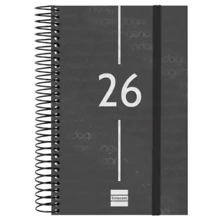 741096026 FINOCAM AGENDA ESPIRAL YEAR E5-117X181MM 1DP TAPA PP NEGRO 2026