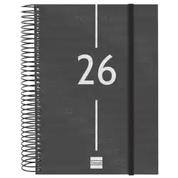 741106026 FINOCAM AGENDA ESPIRAL YEAR E10-155X212MM 1DP TAPA PP NEGRO 2026
