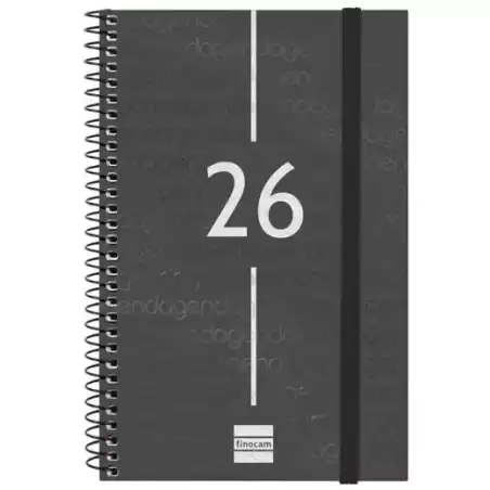 741446026 FINOCAM AGENDA ESPIRAL YEAR E5-117X181MM SVH TAPA PP NEGRO 2026