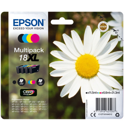 C13T18164012 Epson Expression Home XP-102/202/205/215/305/405 Multipack 4 Cartuchos Alta Capacidad (KMCY)18XL