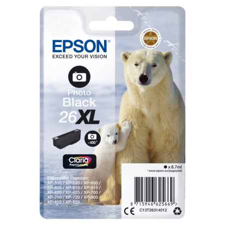 C13T26314012 Epson Claria Premium Cartucho foto Negro 26XL Alta Capacidad Expression Premium XP-510