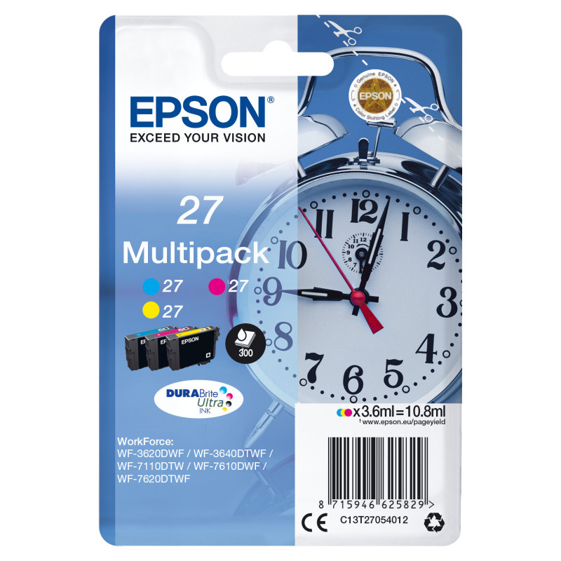 C13T27054012 Epson WorkForce WF-3000 y WF-7000 Multipack nº27 Pack-3 Colores