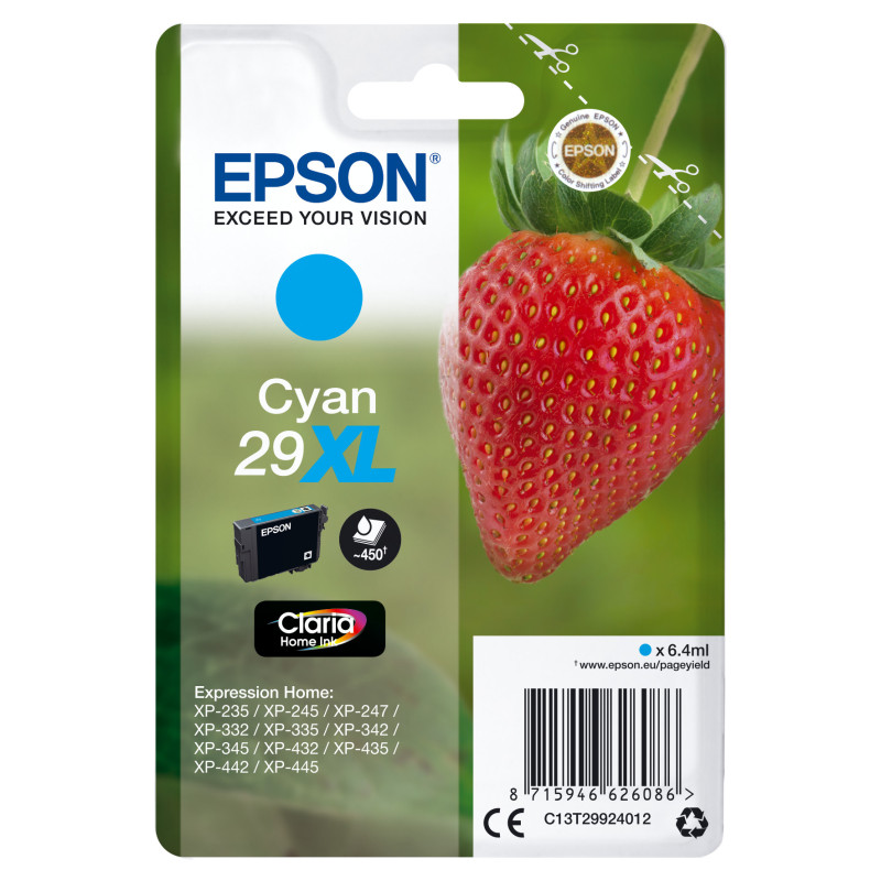 C13T29924022 EPSON Expression Home XP-235 Cartucho Cian 29XL  RF+AM