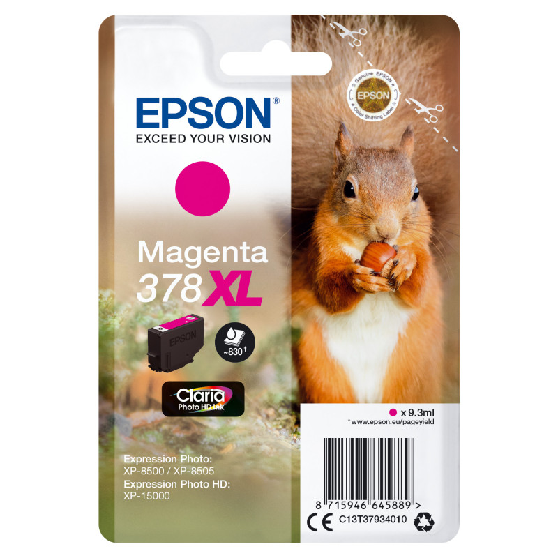 C13T37934010 EPSON Singlepack Magenta 378XL Claria Photo HD Ink