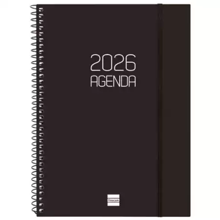 742766026 FINOCAM AGENDA ESPIRAL OPAQUE E10-155X212MM SVH TAPA PP NEGRO 2026