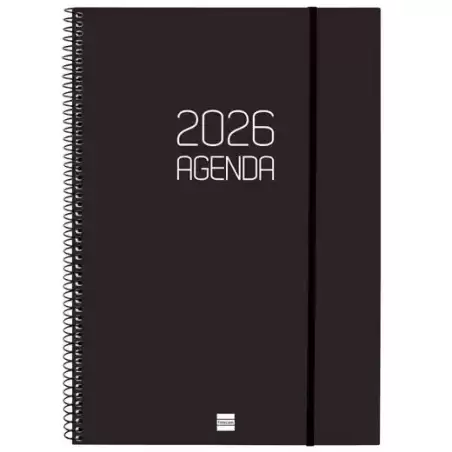 742786026 FINOCAM AGENDA ESPIRAL OPAQUE E40-210X297MM SVH TAPA PP NEGRO 2026