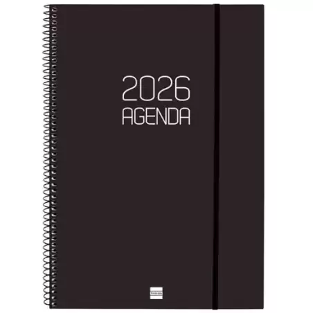 742856026 FINOCAM AGENDA ESPIRAL OPAQUE E40-210X297MM SVV TAPA PP NEGRO 2026