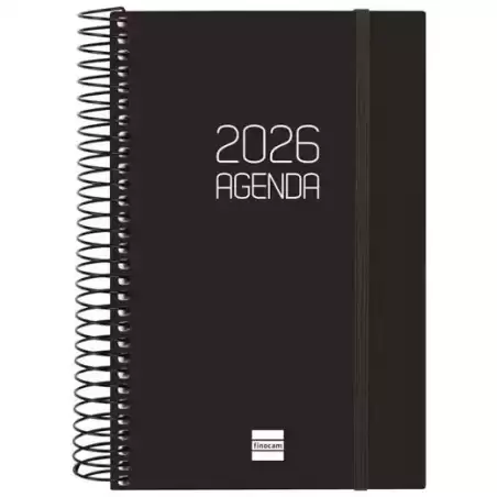 742906026 FINOCAM AGENDA ESPIRAL OPAQUE E5-117X181MM 1DP TAPA PP NEGRO 2026