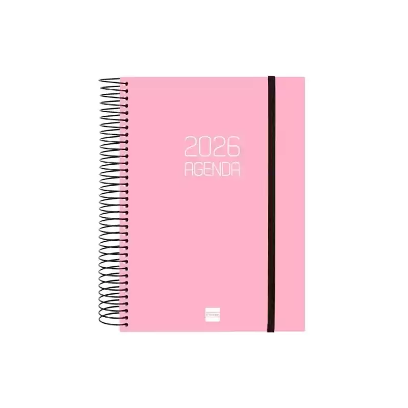 742914526 FINOCAM AGENDA ESPIRAL OPAQUE E10-155X212MM 1DP TAPA PP ROSA 2026