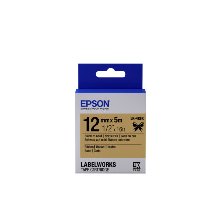 C53S654001 EPSON Cartucho de etiquetas de cinta satinada LK-4KBK negro/oro de 12 mm (5 m)